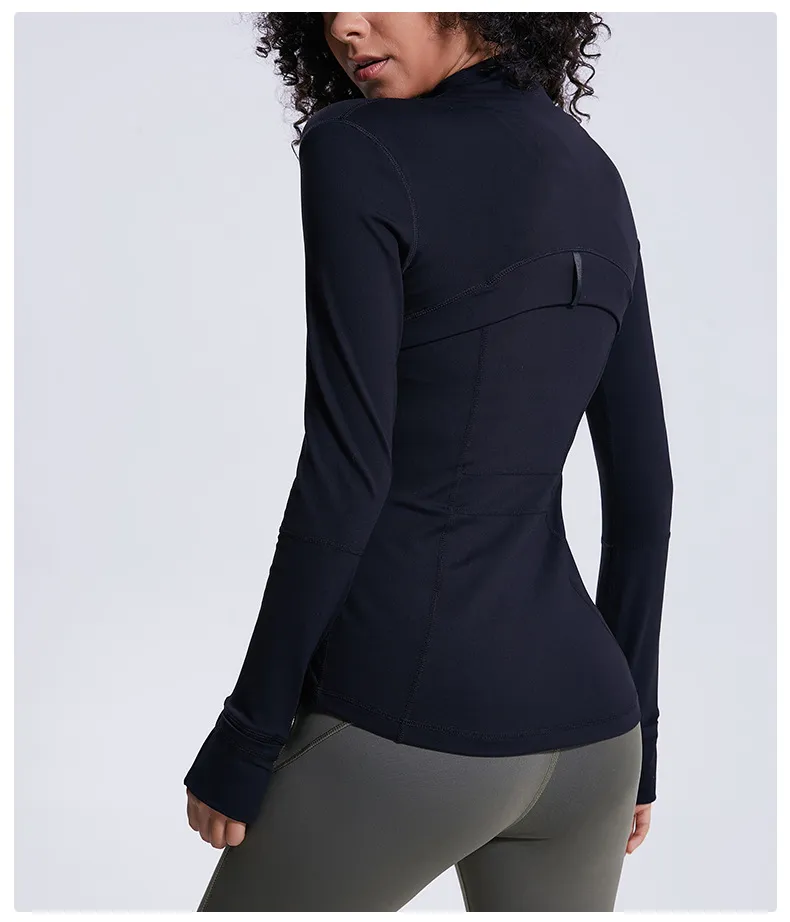 Jackets Women's Jacket Gym Autumn and Winter Outerwear Nylon Stretch Zipper Running Following Yoga Jogging Long-sleeved Top Fleece Jacket - Image 2