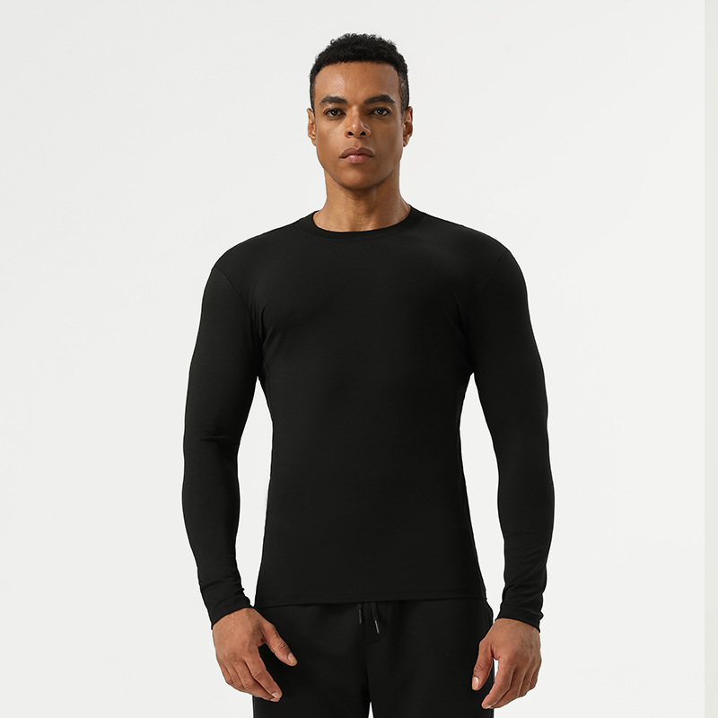 Nylon Fitness Wear Men's Long Sleeve Sports Elastic High Intensity Training Tights - Image 3