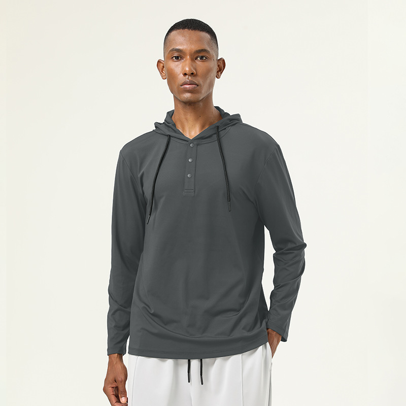 Sports Fitness Men's Sweatshirt Hooded Long Sleeve T-shirt High Elastic Quick Dry Running Pullover Top